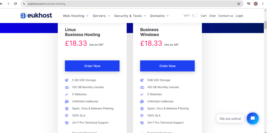 business hosting plan Eukhost