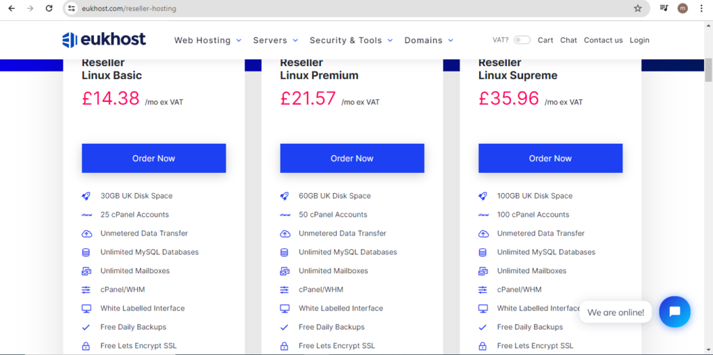 linux hosting plan Eukhost