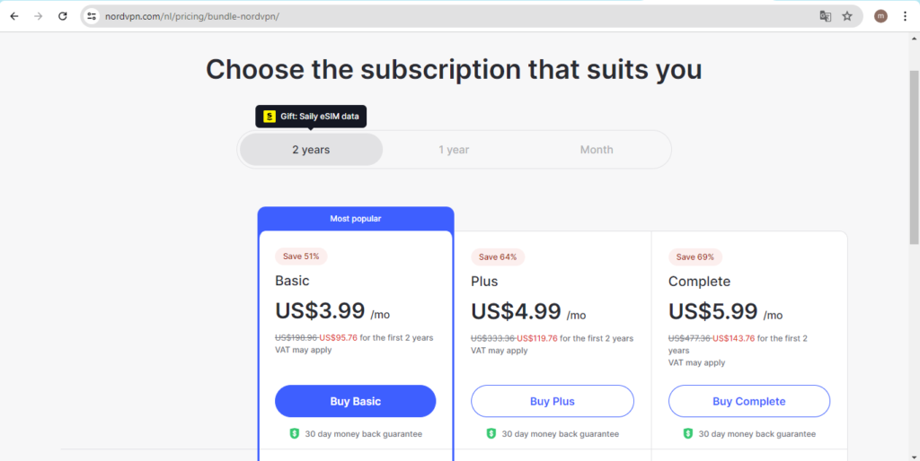 nordvpn subscription plans