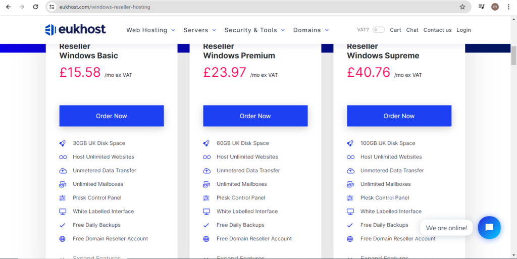 reseller hosting plan Eukhost