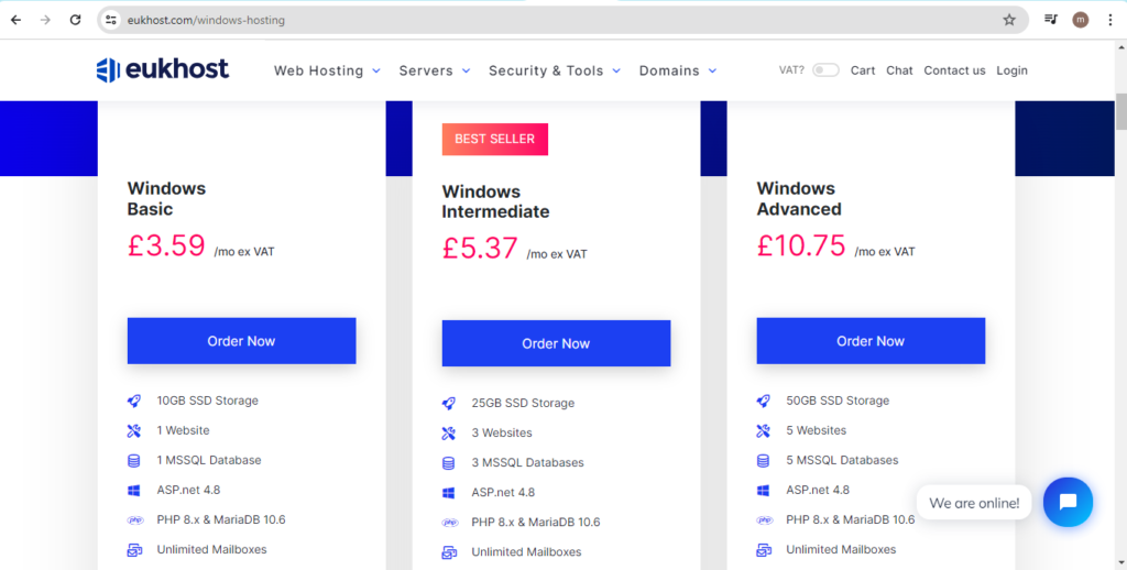 window hosting plan Eukhost