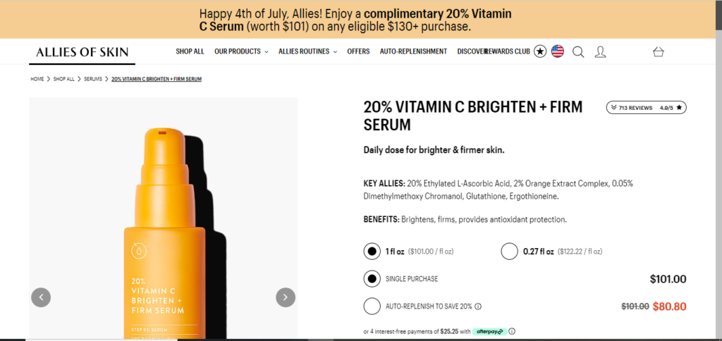 20% vitamin c brighten plus firm serum