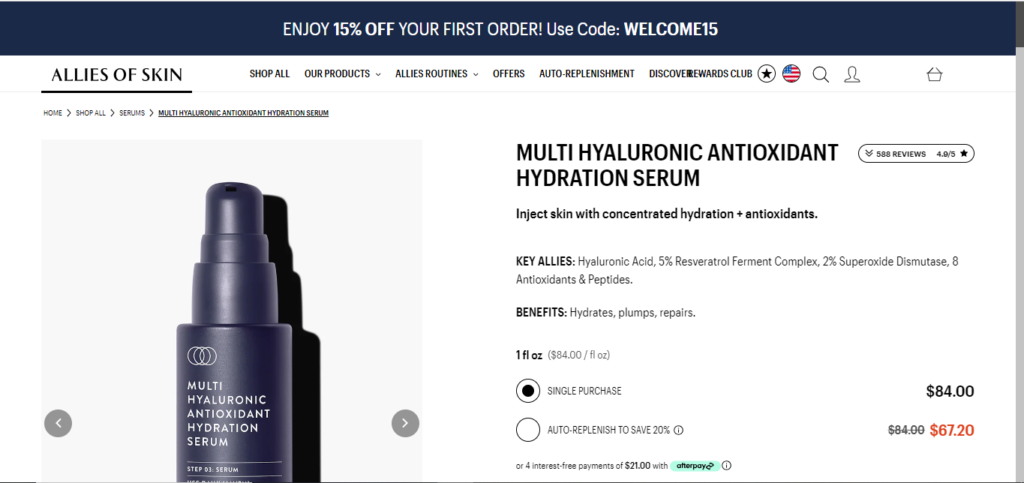 multihyaluronic antioxidant hydration serum